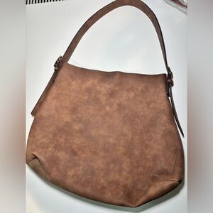 Larger suede like shoulder bag